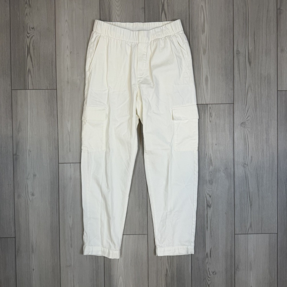 GAP Size Medium Mid Rise Twill Cargo Pants White Pull On Stretch 541219